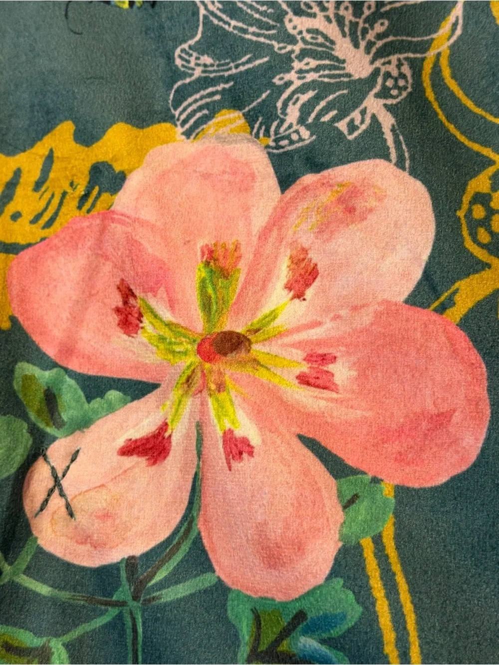 Anthropologie Velvet Floral Throw Blanket - Teal Multi by Natalie Lete